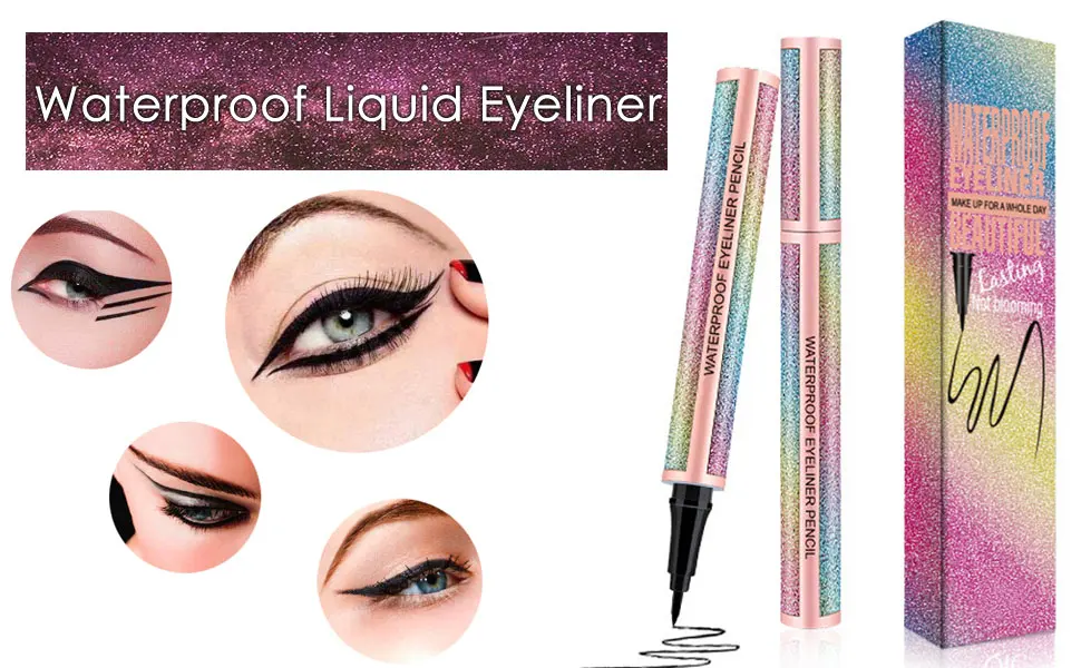 Liquid Eyeliner Pen, KINGMAS Black Eye Liners Waterproof, Long-Lasting, Super Slim Makeup Eyeliner Pen Gel - EYE-MB9316 2