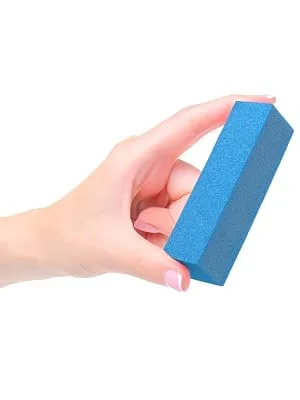Natural and Acrylic Nail Buffing Blocks, 12-Pack, 4 Sided, Medium Grit (Multi-Colored) - hand held blue color buffer block