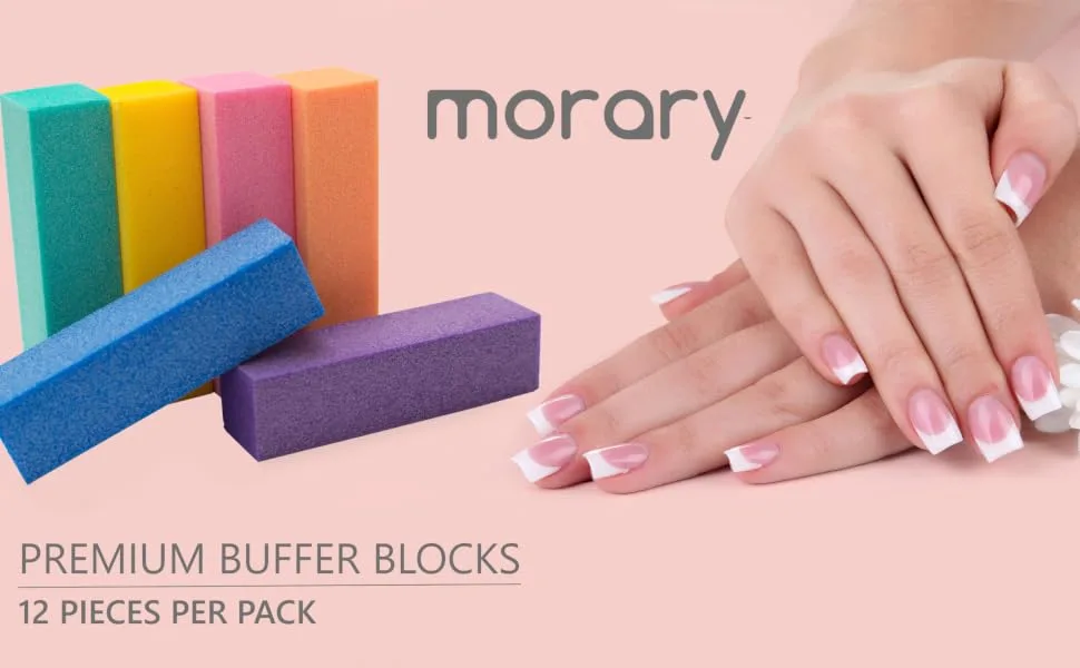 Natural and Acrylic Nail Buffing Blocks, 12-Pack, 4 Sided, Medium Grit (Multi-Colored) - Morary brand buffer block banner for multi colored nail buffer blocks 12 pack, natural and acrylic
