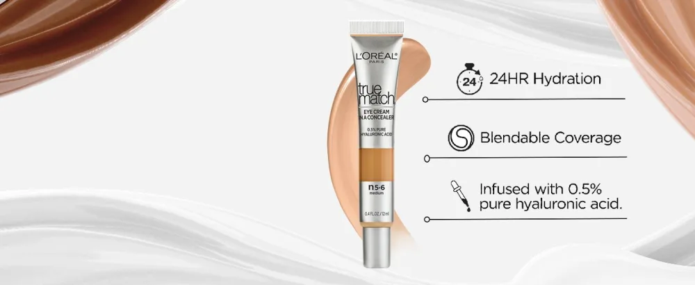 L'Oreal Paris True Match Eye Cream in a Concealer, Fair N1-2, 0.4 Fl Oz - true match eye cream in a concealer hydration and blendable coverage