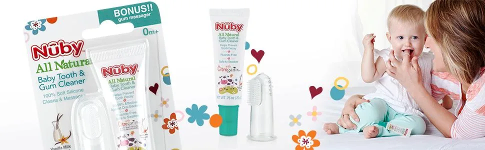 Dr. Talbot's Baby Toothpaste Naturally Inspired with Citroganix and Silicone Finger Gum Massager, Vanilla Milk Flavor, 1 Count - product information 1