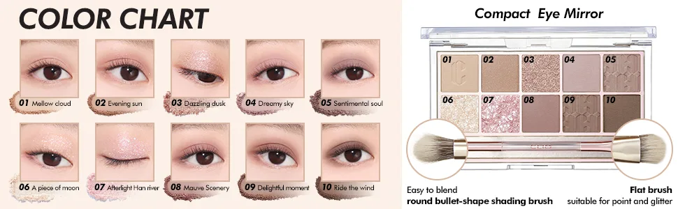 CLIO Pro Eye Shadow Palette | Matte, Shimmer, Glitter, Pearls, Highly Pigments, Long-Wearing (013 PICNIC BY THE SUNSET) - product information 3