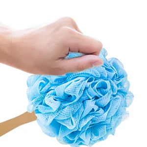 RASDDER Loofah on a Stick, Loofah Back Scrubber for Shower, Bath Sponge with Handle, PE Soft Mesh Lufas, Exfoliating Luffa for Men and Women A-Blue - Soft loofah sponge
