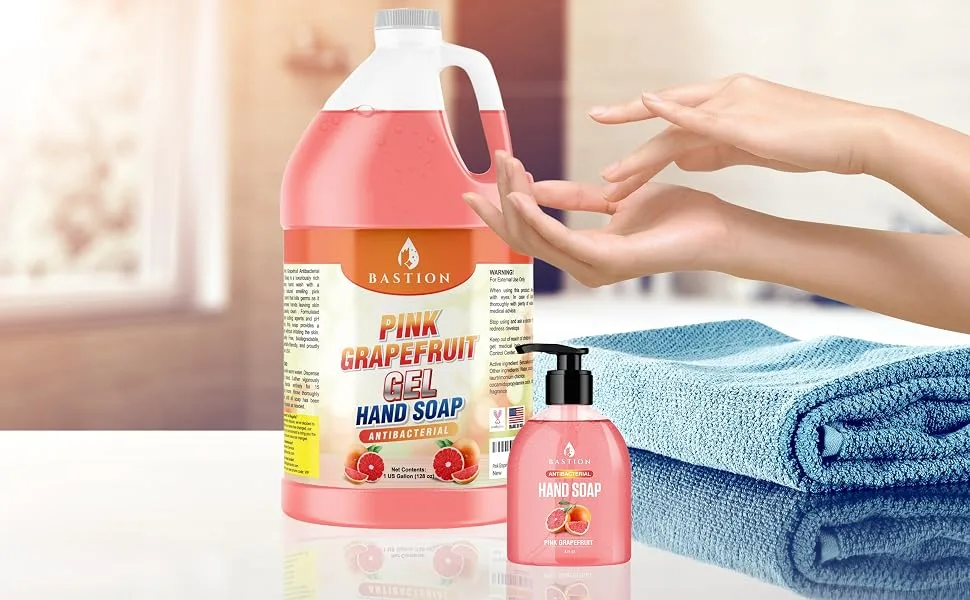 Pink Grapefruit Antibacterial Gel Hand Soap Refill 1 Gallon (128 oz) Refreshing Pink Grapefruit Scent Bulk Hand Wash-Made In The USA Grapefruit 128 Fl Oz (Pack of 1) - pink grapefruit gel soap