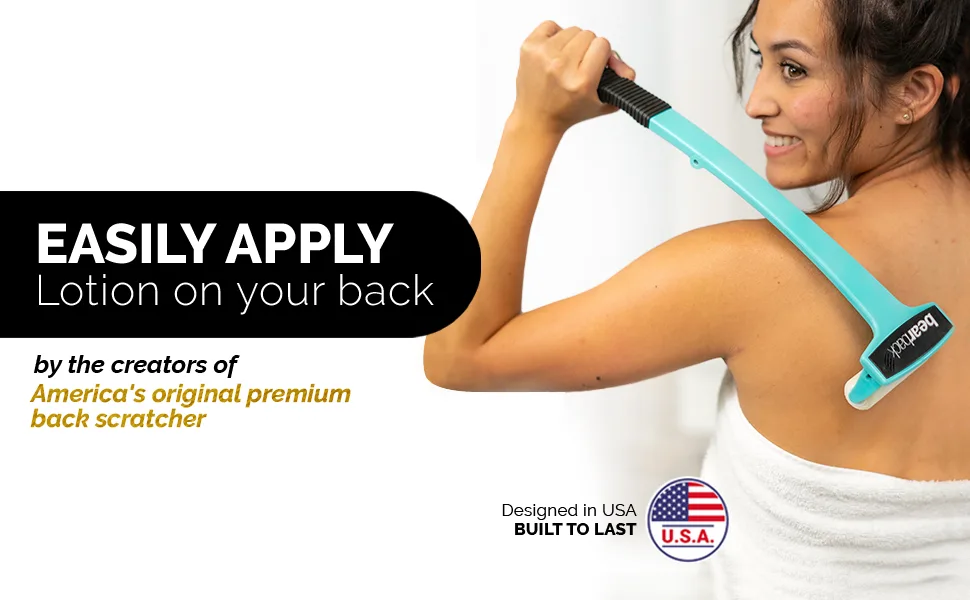 Bearback Lotion Applicator for Back & Body. Premium Quality Long Handled Folding Lotion Roller. American Owned Small Business (Navy Blue) - bearback
