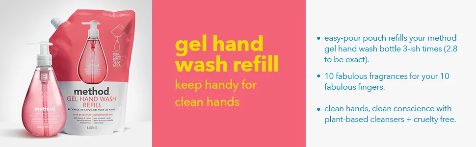 Method Gel Hand Soap Refill, Waterfall, 34 oz, 6 pack, Packaging May Vary - gel hand soap, hand soap refill, hand soap