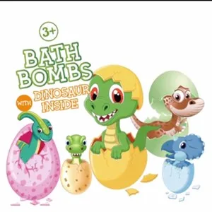 Dino Egg Bath Bomb Gift Set with Dinosaur Inside, 9 Pack Organic Bath Bombs with Surprise Inside, Handmade Fizzy Balls for Kids 18 Piece Set - dinosaur bath bomb for kids