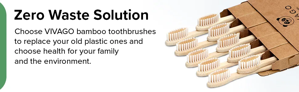(50 Pack) VIVAGO Biodegradable Bamboo Toothbrushes Bulk Soft Bristles - Wooden & Natural Bamboo Bulk Toothbrush Individually Wrapped - Recyclable Toothbrushes Pack 50 Count (Pack of 1) - main