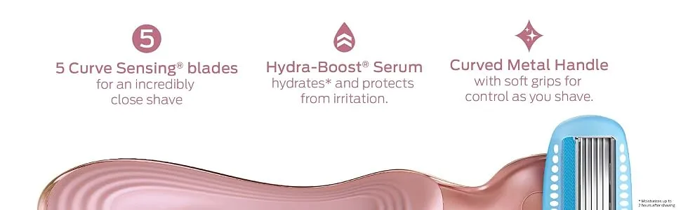 Schick Hydro Silk Moisturizing Razor for Women with Premium Rose Gold Metal Handle and 2 Refills Hydro Silk Rose Gold Metal Handle - Hydro Silk Rose Gold Metal Handle Smooth Shave Glide Venus No Nicks Cuts