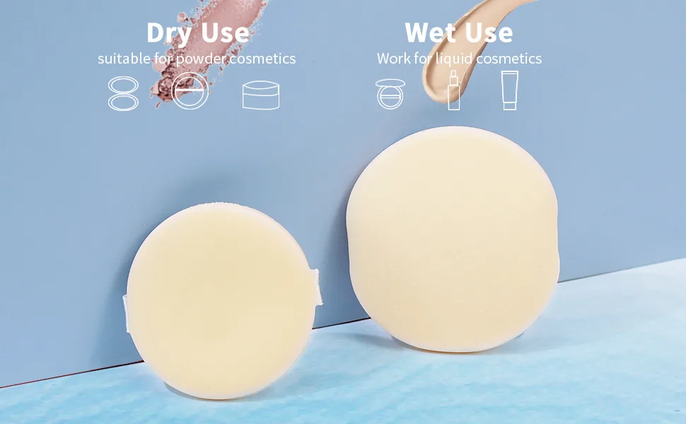 BEAKEY Powder Puff For Loose & Cosmetic Foundation Latex Free Makeup Puff 6 Black+6 White B-Black & White - makeup sponge