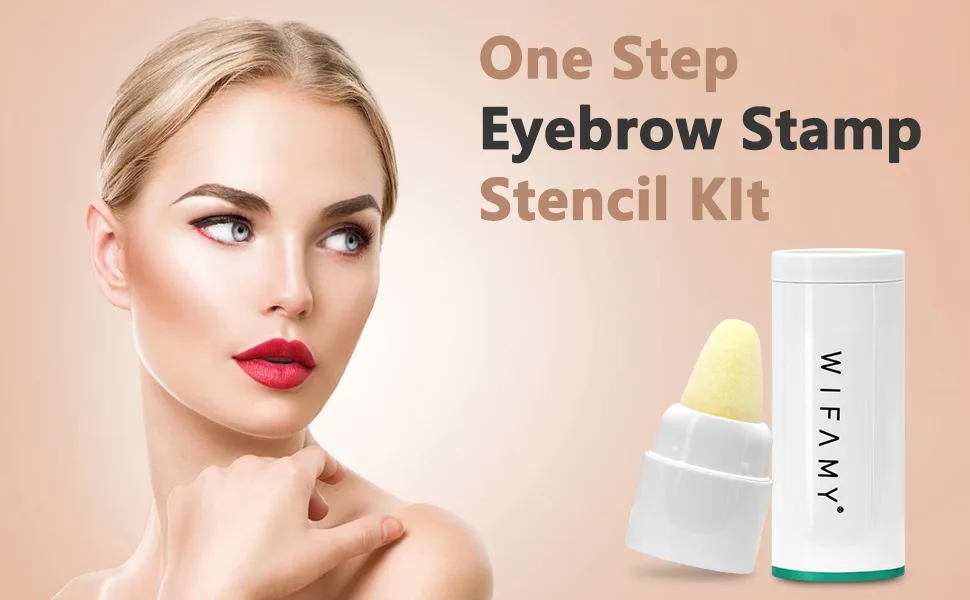 Eyebrow Stamp Stencil Kit, Brow Stamp and Shaping Kit- One Step Brow Stamp Makeup Powder with Mirror, Reusable Eyebrow Stencils,Shape Thicker and Fuller Brows, Waterproof Long Lasting (Light Brown) - Eyebrow Stamp and Eyebrow Stencil Kit