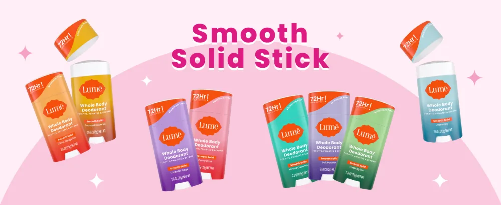Lume Natural Solid Deodorant Stick - Whole Body Deodorant - Aluminum-Free, Baking Soda-Free, Hypoallergenic, Safe For Sensitive Skin - 2.6 Ounce Solid Stick, Two-Pack (Unscented) - Lume Solid Stick Scents