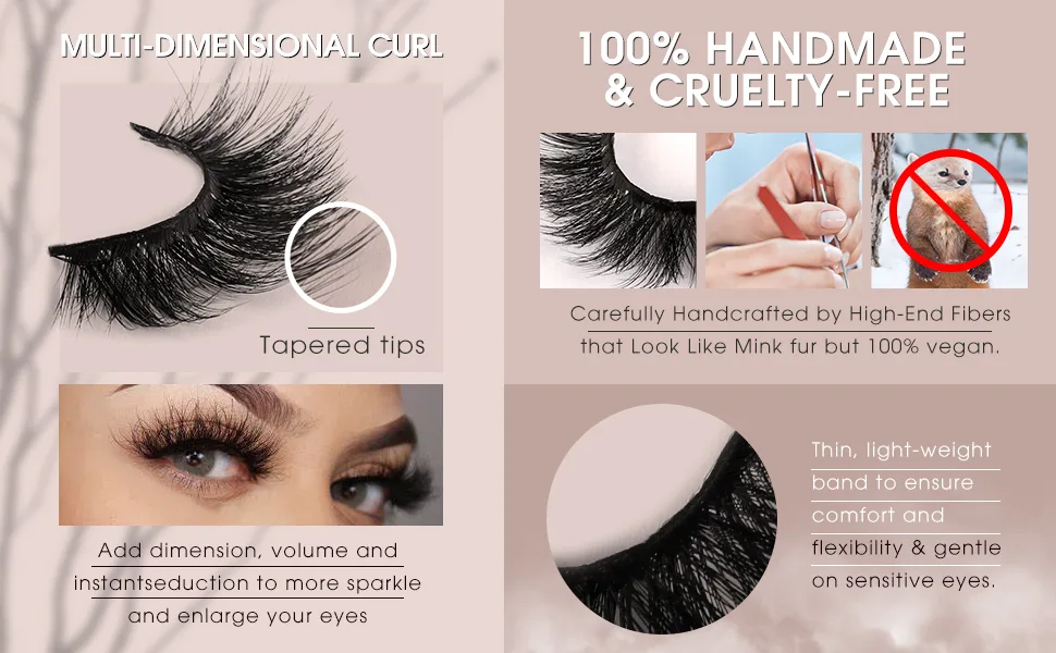 JIMIRE False Eyelashes Mink Fluffy Volume Lashes 3D Wispy Long Fake Eyelashes 14 Pairs Pack 1.Thick Volume Glam - 570-5-Lashes 2