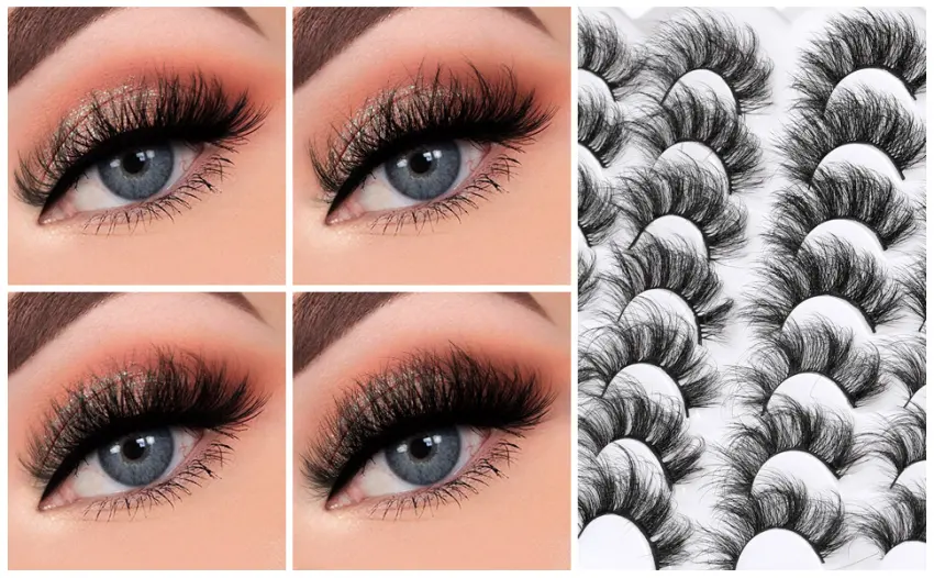 JIMIRE Mink Lashes Fluffy Dramatic False Eyelashes 4 Styles Pack Wispy Thick Long Volume Eye Lashes for Full Glam 14 Pairs 4 Styles Mixed - fluffy faux mink lashes pack