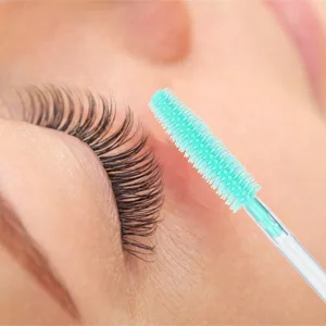 100PCS Silicone Mascara Wand Brush,Eyebrow Spoolie Brush Disposable Eyelash Brush Wands for Eyelash Extensions (Transparent Black) - Eyebrow Spoolie