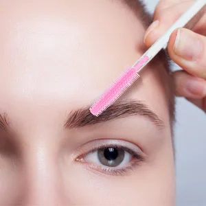 100PCS Silicone Mascara Wand Brush,Eyebrow Spoolie Brush Disposable Eyelash Brush Wands for Eyelash Extensions (Transparent Black) - Eyebrow Spoolie Brush
