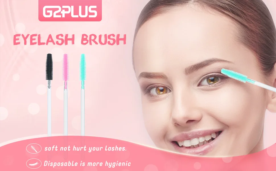 100PCS Silicone Mascara Wand Brush,Eyebrow Spoolie Brush Disposable Eyelash Brush Wands for Eyelash Extensions (Transparent Black) - Mascara Wand Brush