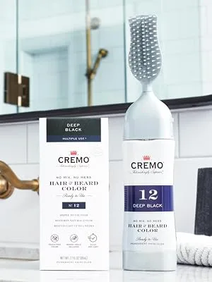 Cremo No Mix No Mess Hair and Beard Color Deep 2.7 Fluid Ounces, Jet Black, 1 Count - color