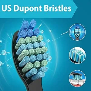 10pcs Electric Toothbrush Replacement Heads Compatible with Fairywill D7/D8/FW507/508/551/917/959/D1/D3-Black 10pcs-black - fairywill toothbrush heads