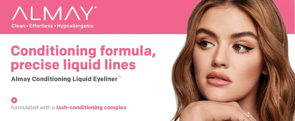 Almay Conditioning Liquid Eyeliner, Longwearing, Waterproof, Hydrating, 10 Black, 0.03 fl oz. Liquid 10 Black - eyeliner, almay, clean, beauty, makeup, cruelty free