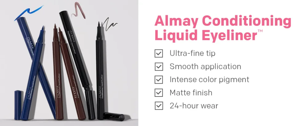Almay Conditioning Liquid Eyeliner, Longwearing, Waterproof, Hydrating, 10 Black, 0.03 fl oz. Liquid 10 Black - eyeliner, almay, clean, beauty, makeup, cruelty free