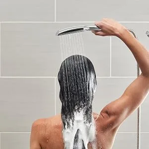 High Pressure Pulsating Shower Wand and Rain Shower Head Combo with Extra-Long 8-Foot Metal Hose, HairWand Pulse Spa System 12 Spray Modes for Hair and Body, Brushed Nickel pulsating wand - Powercomb wand spray