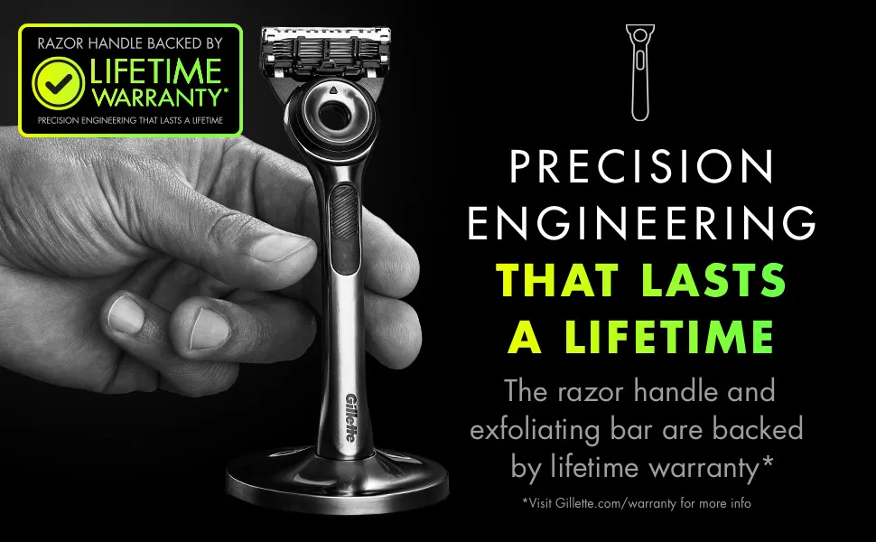 Gillette Mens Razor with Exfoliating Bar by GilletteLabs, Shaving Kit for Men, Includes 1 Handle, 4 Razor Blade Refills, 1 Premium Magnetic Stand 1 Handle + 4 Refills - gillettelabs