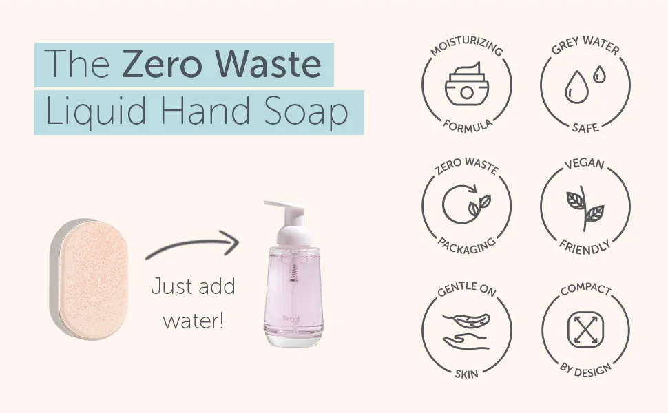 Tirtyl Smart Soap Refills - Foaming Hand Soap Tablet 12 Pack - 96 fl oz total (makes 12x 8 fl oz bottles of soap) - Cleansing & Moisturizing - Compostable Packaging - Peach & Lychee - Tirtyl | The Zero Waste Liquid Hand Soap