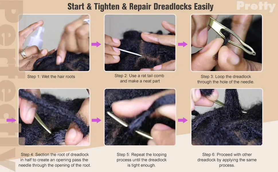 Dreadlock Tool Interlocking Tool for Locs, Easyloc Hair Tool for Dreadlocks, Interlocks or Sisterlocks, Tightening Accessory (Gold, Silver) - product information 4