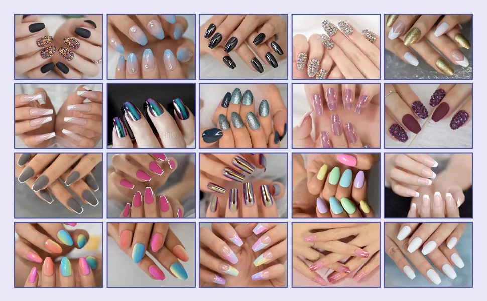 Rhinestone Gem Diamond Medium Square False Nails Shiny Bright Bling Gorgeous Sophisticated Press On Nails 24 pcs/kit Diamond Full stones - nails