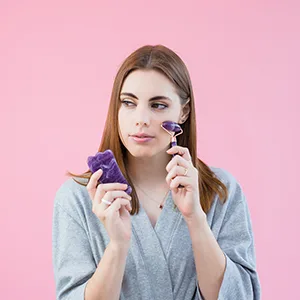 Authentic Amethyst Roller and Gua Sha Set - Jade Roller for Face - Face Roller: 100% Natural Amethyst - Face Massager, Facial Roller for Skin, Eyes, Neck - Authentic, Durable, Natural, No Squeaks - face roller