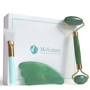 Authentic Amethyst Roller and Gua Sha Set - Jade Roller for Face - Face Roller: 100% Natural Amethyst - Face Massager, Facial Roller for Skin, Eyes, Neck - Authentic, Durable, Natural, No Squeaks - facial roller