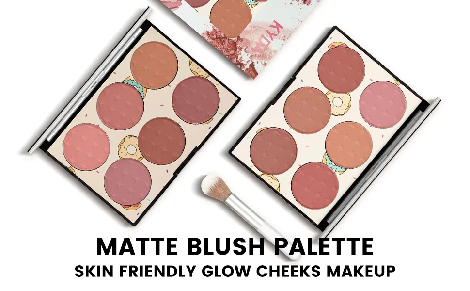 KYDA 6 Colors Face Blush Palette,Light Luxury Blush Palette Matte Blush Powder Bright Shimmer Face Blush,Contour and Highlight Blush Palette with Blush Brush-Set A - blush