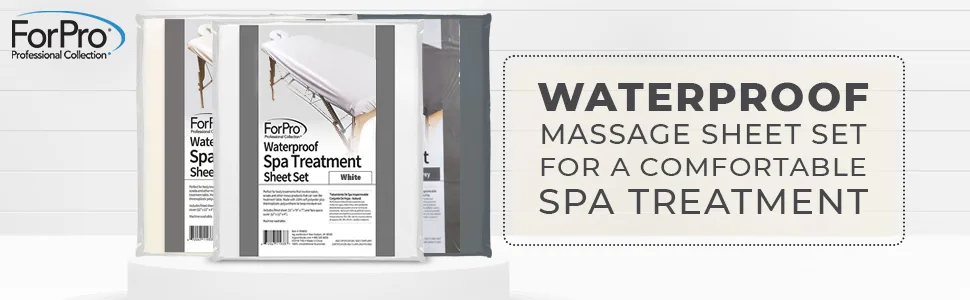 ForPro Waterproof Massage Table Cover, Protective Spa Treatment Sheet Set for Massage Tables, Machine Washable, Includes Massage Fitted Sheet and Face Rest Cover, Cool Grey - product information 1