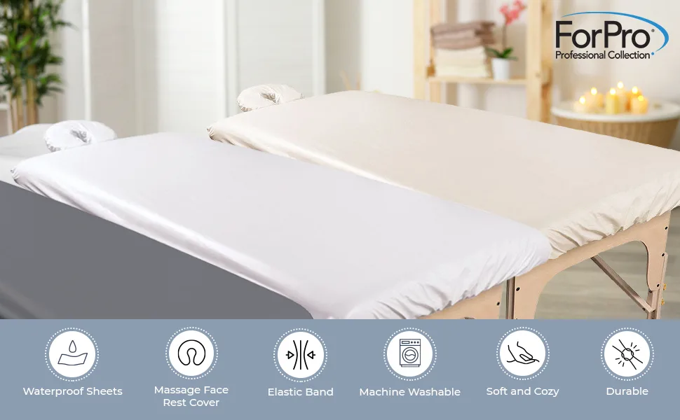 ForPro Waterproof Massage Table Cover, Protective Spa Treatment Sheet Set for Massage Tables, Machine Washable, Includes Massage Fitted Sheet and Face Rest Cover, Cool Grey - product information 7
