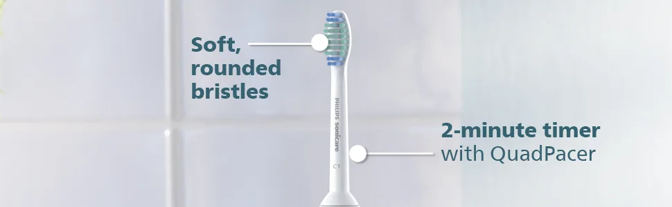 Philips Sonicare 2100 Power Toothbrush, Rechargeable Electric Toothbrush, White Mint, HX3661/04 New 2100 - 2. white brush head with green, white and blue bristles with benefits of brush head listed