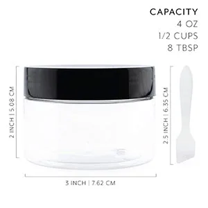 Cornucopia 4oz Clear Plastic Jars with Labels & Spatulas & Lids (24-Pack); Straight Sided PET Low Profile BPA-Free Containers 4-Ounce (24-Pack) - cornucopia storage containers clear plastic jars labels spatulas straight sided low profile cosmetic