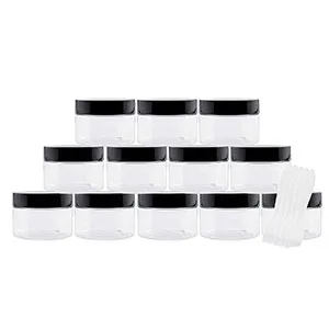 Cornucopia 4oz Clear Plastic Jars with Labels & Spatulas & Lids (24-Pack); Straight Sided PET Low Profile BPA-Free Containers 4-Ounce (24-Pack) - cornucopia storage containers clear plastic jars labels spatulas straight sided low profile cosmetic