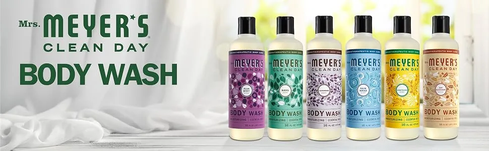 Mrs. Meyer's Moisturizing Body Wash for Women and Men, Biodegradable Shower Gel Formula Made with Essential Oils, Rain Water Scent, 16 oz - Mrs. Meyer
