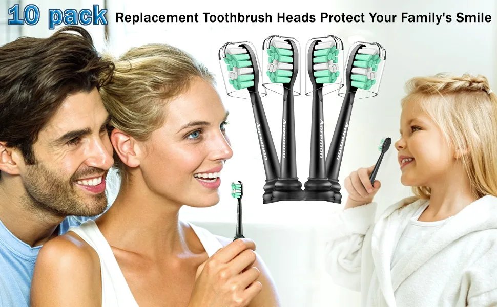 Aoremon Replacement Toothbrush Heads for Philips Sonicare - Replacement Brush Heads Compatible with Sonicare 4100 5100 6100 and Other Snap-on Electric Toothbrush(Black) - Sonicare replacement heds