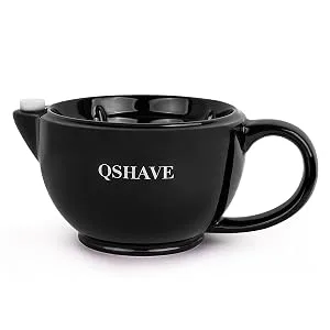 QSHAVE Shaving Scuttle Mug - Keep Lather Always Warm Large Deep Size Bowl Handmade Pottery Cup (Black) - Shaving Bowl-Black