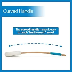 RMS 17.5" Long Lotion Applicator with 4 Pads - Long Handle for Easy Reach and Self Application of Body Wash - Shower Brush for Both Men and Women (Travel Bag Included) - Back lotion sunscreen applicator with long handle