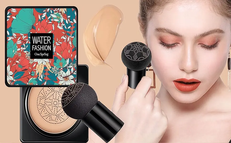 Air Cushion CC Cream Mushroom Head Foundation, Amazfly Moisturizing BB Cream Makeup Long Lasting Matte Concealer Bright Makeup Base Long Lasting with Mushroom Makeup Sponge (Natural) - product information 4