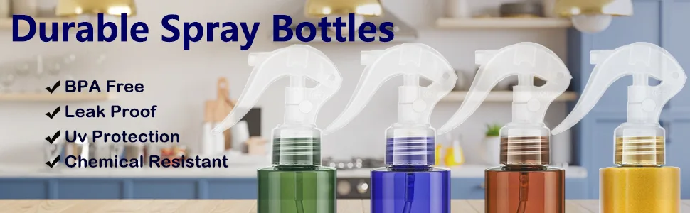 Empty Spray Bottles (7oz/4Pack) - Colorful Plastic Spray Bottle For Hair - Premium Leak-Proof Travel Bottles - UV Protection - BPA Free - Multi Purpose use Durable - Great Value 7oz/4Pack/Rainbow - Top banner001