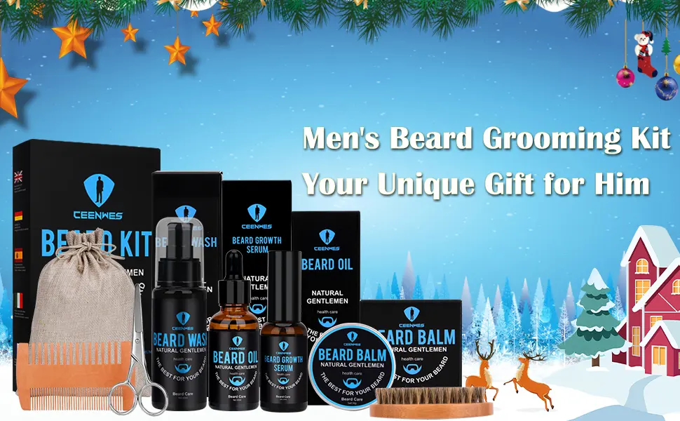 Beard Grooming Kit with Beard Oil Beard Wash Beard Balm Beard Growth Serum Unique Gifts Beard Growth Kit for Boyfriend - product information 2
