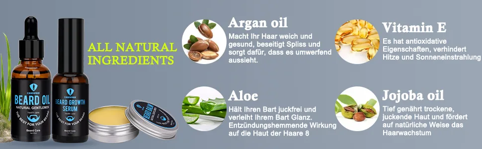Beard Grooming Kit with Beard Oil Beard Wash Beard Balm Beard Growth Serum Unique Gifts Beard Growth Kit for Boyfriend - product information 3