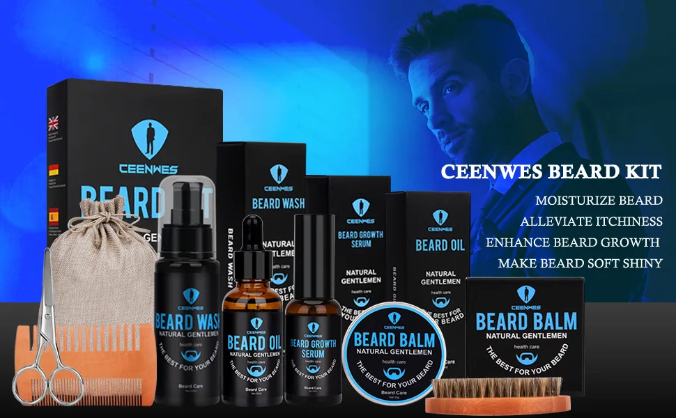 Beard Grooming Kit with Beard Oil Beard Wash Beard Balm Beard Growth Serum Unique Gifts Beard Growth Kit for Boyfriend - product information 5