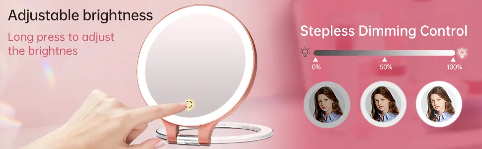 Magnifying Mirror 10X 1X Double Sided Magnification Makeup Vanity Mirror Rechargeable Lighted Mirror with 3 Color Setting Adjustable Rotation LED Vanity Desk Mirror Rosegold - Magnifying Mirror 10X 1X Double Sided Magnification Makeup Vanity Mirror