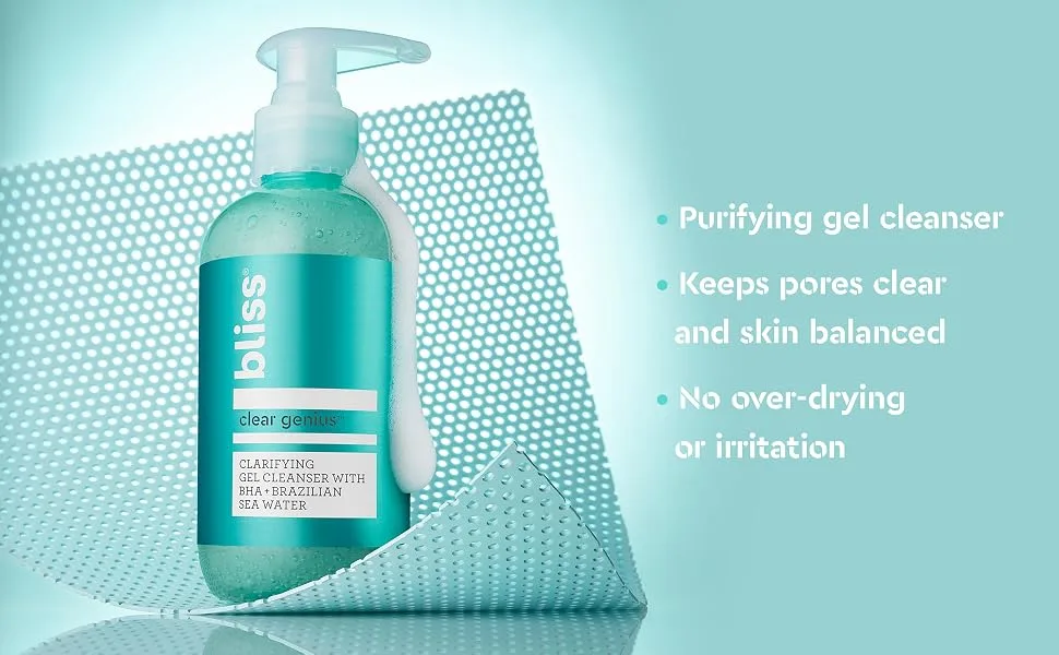Bliss Clear Genius Clarifying Gel Cleanser | Non-Irritating | Clean | Cruelty-Free | Paraben Free | Vegan | 6.4 oz - Cleanser