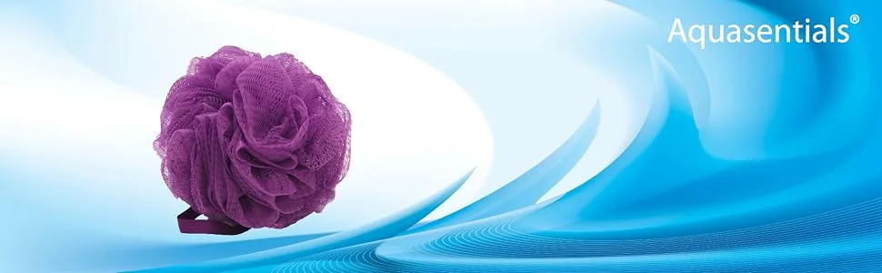 Aquasentials Mesh Pouf Bath Sponge (4 Pack) (Purple) - purple pack bulk pouf loufa loofa luffa sponge cloth brush shower bath lather soap gel mesh